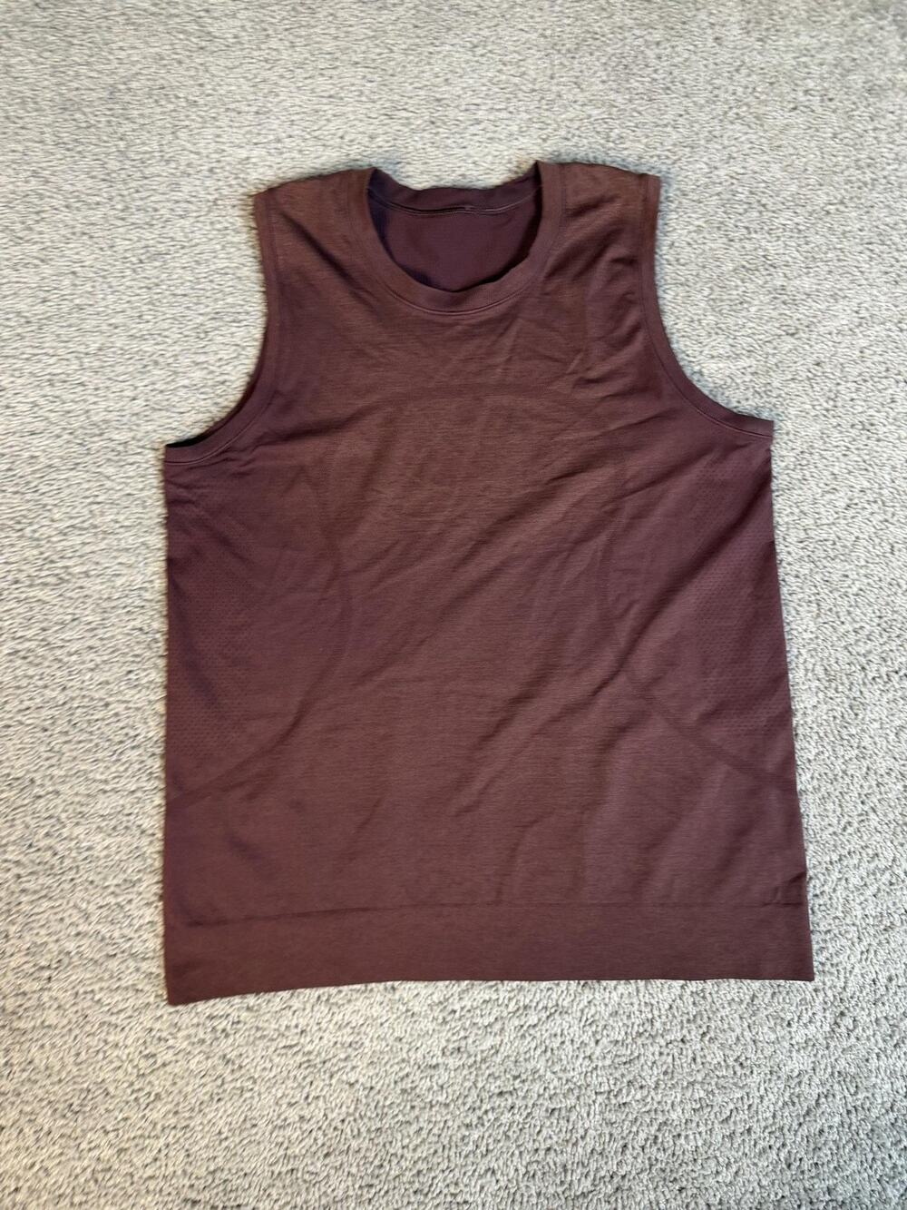 Lululemon Tank Top Mens M Brown Mesh Breathable Lightweight Slim Athletic Gym